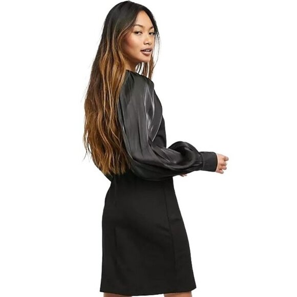 NWT Vila jersey mini dress with column sleeve in black Size EU 42 US 10 - Picture 2 of 10